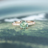 2.11CT Round Montana Sapphire No Heat Ring Mounted in our French Set 14K Rose Gold Setting