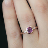 1.02ct Ruby Pink Sapphire Double Bezel Setting With Pear Diamonds In 14k Rose Gold