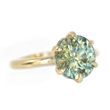 4.37ct Green Sapphire Lotus 6 Prong Solitaire in 14k Yellow Gold