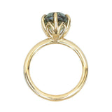 4.37ct Green Sapphire Lotus 6 Prong Solitaire in 14k Yellow Gold
