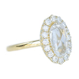 1ct Antique Style Rosecut Diamond Halo Ring, Low Profile in 14k Yellow Gold