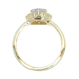 1ct Antique Style Rosecut Diamond Halo Ring, Low Profile in 14k Yellow Gold