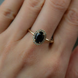 1.54ct Australian Deep Royal Blue Sapphire and Diamond Halo Ring in 14k Yellow Gold