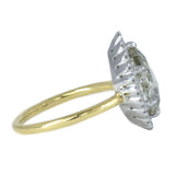 2.24ct Grey Pear Rosecut Diamond and Scalloped Halo Antique Ring in Two Tone Gold