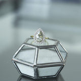 2.24ct Grey Pear Rosecut Diamond and Scalloped Halo Antique Ring in Two Tone Gold