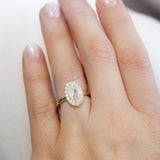 1ct Antique Style Rosecut Diamond Halo Ring, Low Profile in 14k Yellow Gold