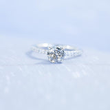 1.07ct Round Salt And Pepper Diamond with French Set Diamond Band In 14k White Gold