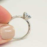 evergreen sapphire oval pastel sapphire carved bark gemstone engagement ring