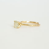 champagne gray golden diamond solitaire rose recycled gold handmade carved engagement ring