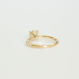 champagne gray golden diamond solitaire rose recycled gold handmade carved engagement ring