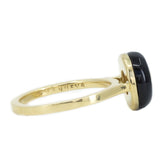 Rosecut Moissanite With Black Onyx Halo Ring In 18k Yellow Gold side view