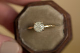 champagne gray golden diamond solitaire rose recycled gold handmade carved engagement ring