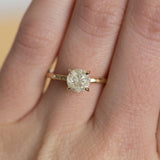 champagne gray golden diamond solitaire rose recycled gold handmade carved engagement ring