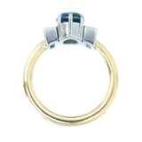 1.96ct Oval Sapphire and Baguette Diamond Three Stone Ring In 18k Yellow And Platinum