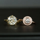 1.08ct Round Salt and Pepper Diamond Rose Gold Bezel Set Halo