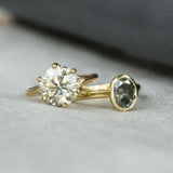 2.21ct Dark Oval Salt and Pepper Diamond Contemporary Bezel Set Ring in Yellow Gold