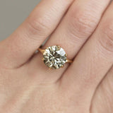 5.03ct Round Grey Green Champagne Brilliant Diamond in Yellow Gold Six Prong Setting