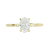 1ct Oval White Diamond dainty three-stone ring in 14k Yellow Gold