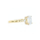 1ct Oval White Diamond dainty three-stone ring in 14k Yellow Gold
