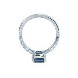 1.52ct Radiant Cut Grey Blue Spinel Ring with French Set Diamond Band in 14k White Gold