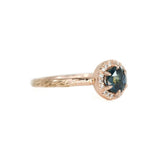 1.0ct Round Double Rosecut Australian Sapphire in Evergreen Rose Gold Low Profile Diamond Halo Ring by Anueva Jewelry