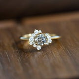 0.65ct Round Salt And Pepper Diamond Asymmetrical Cluster Ring In 14k Yellow Gold