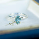 1.39ct Oval Sky Blue Montana Sapphire Evergreen Solitaire In Platinum