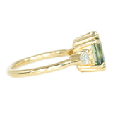 4.44ct Cushion Sapphire And Pear Diamond Side Ring In 14k Yellow Gold