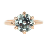 3.37ct GIA Blue-Grey Montana Sapphire Low Profile Six Prong Split Shank Ring in 14k Rose Gold