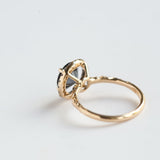 blue grey spinel sapphire diamond halo gemstone ring jewelry