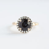 blue grey spinel sapphire diamond halo gemstone ring jewelry