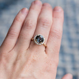 blue grey spinel sapphire diamond halo gemstone ring jewelry
