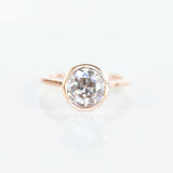 2.13ct Round Bezel Set Grey Salt and Pepper Old European Cut Diamond Ring in 14k Rose Gold