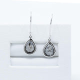 Pear Rosecut Diamond Dangle Earrings in 14k White Gold