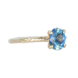 1.34ct Oval Watercolor Blue Sapphire Engagement Ring in 14k Yellow Gold Evergreen Solitaire