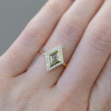 0.57ct Kite Shaped Rosecut Low Profile Halo Ring in 14k Yellow