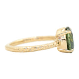 2.60ct Oval Green-Blue Color Shifting Sapphire Low Profile 4 Prong Evergreen Solitaire in 14k Yellow Gold