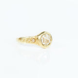 0.60ct White Rosecut Diamond in Hand Carved Organic 18k Bezel Setting