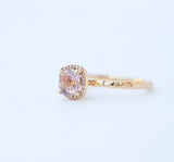 Lavender Lilac Cushion Spinel and Diamond Engagement Ring in Hand Carved Recycled Yellow Gold Earthy Setting - Gemstone Engagement Ring by Anueva Jewelry