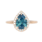 1.96ct Pear Sapphire Halo Ring in 14k Rose Gold