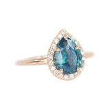 1.96ct Pear Sapphire Halo Ring in 14k Rose Gold