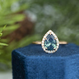 1.96ct Pear Sapphire Halo Ring in 14k Rose Gold