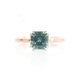 2.15ct Asscher Cut Unheated Sapphire in Two-Tone Rose and White Gold Cathedral Solitaire