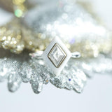 0.64ct Rosecut Diamond and White Onyx Gemstone Halo Ring - White Onyx Art Deco Ring in 14k White Gold