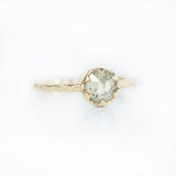 0.95ct Rosecut Green Grey Diamond 6-Prong Low Profile Ring with Evergreen Textured Band in Yellow Gold