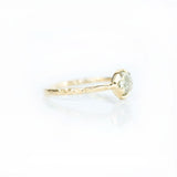 0.95ct Rosecut Green Grey Diamond 6-Prong Low Profile Ring with Evergreen Textured Band in Yellow Gold