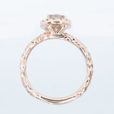 1.03ct Oval Champagne Diamond and White Diamond Evergreen Halo Ring in 14k Rose Gold