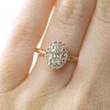1.03ct Oval Champagne Diamond and White Diamond Evergreen Halo Ring in 14k Rose Gold