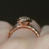 1.03ct Oval Champagne Diamond and White Diamond Evergreen Halo Ring in 14k Rose Gold