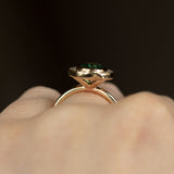 1.72ct Teal Color Change Sapphire Bezel Set Diamond Halo in 14k Yellow Gold